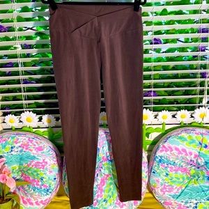 Soft and stretchy brown pants with V shaped waistband
